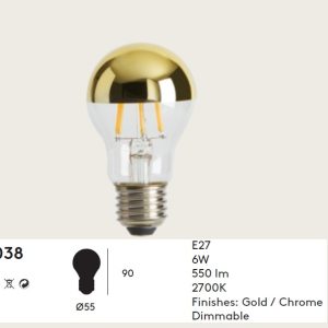 AROMAS ŻARÓWKA E27 LED B038/ORO 6W 2700K 550lm ZŁOTA