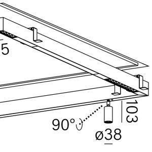 AQFORM LAMPA PODTYNKOWA RAFTER MIX SYSTEM "L" 239x281cm CZARNY 30000K